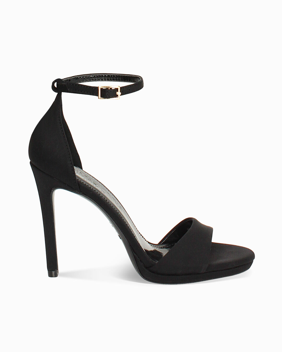 Sandalo con tacco donna nero con plateau, tacco 10 cm