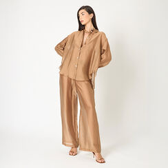 Pantalone donna bronzo in tessuto, Primadonna, 25C924354TSBRONM, 002a