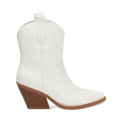 Bottines texanes blanches talon 6,5 cm, Chaussures, 273079111EPBIAN035, 001 preview