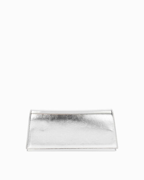 Pochette argento con tracolla removibile, SILVER