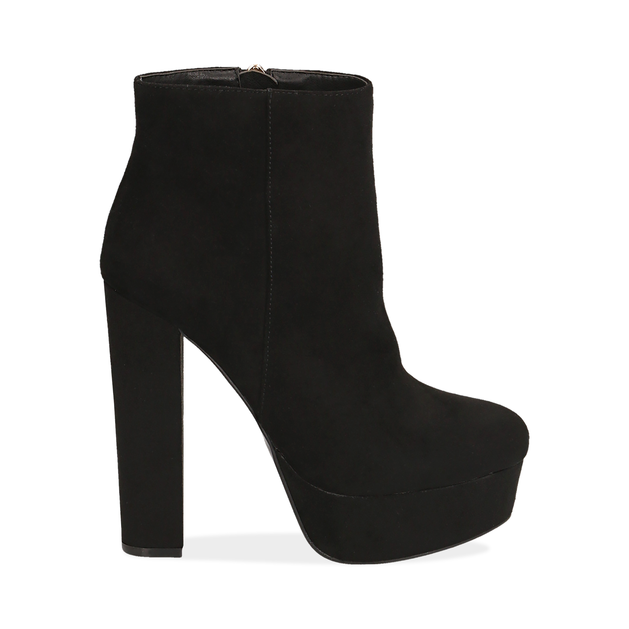 Ankle boots con plateau neri in microfibra, tacco 13,5 cm | Primadonna  Collection