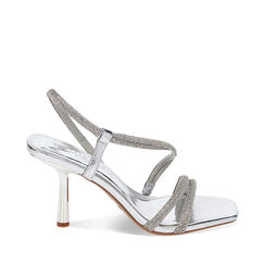 Sandalias con tacón plateado en laminado y piedras, Primadonna, 232102302LPARGE036, 001a