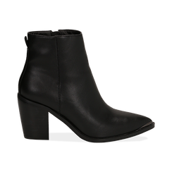 Camperos neri in eco-pelle, tacco 8 cm ,