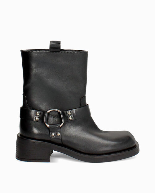Botas biker negras con tac&oacute;n de 5 cm, BLACK