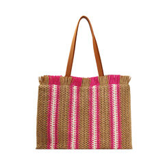 Borsa donna mare grande fucsia in raffia, Primadonna, 25J904704RFFUCSUNI, 001a