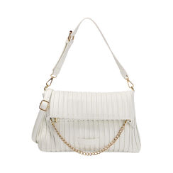 Borsa a spalla plissé bianca, Primadonna, 211906177EPBIANUNI, 001a