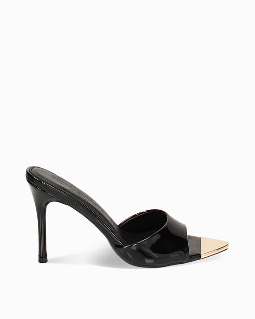 Mules open toe neri tacco 9,5 cm, BLACK