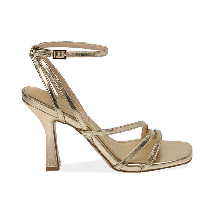 Sandali donna argento laminato, tacco 9 cm | Primadonna Collection