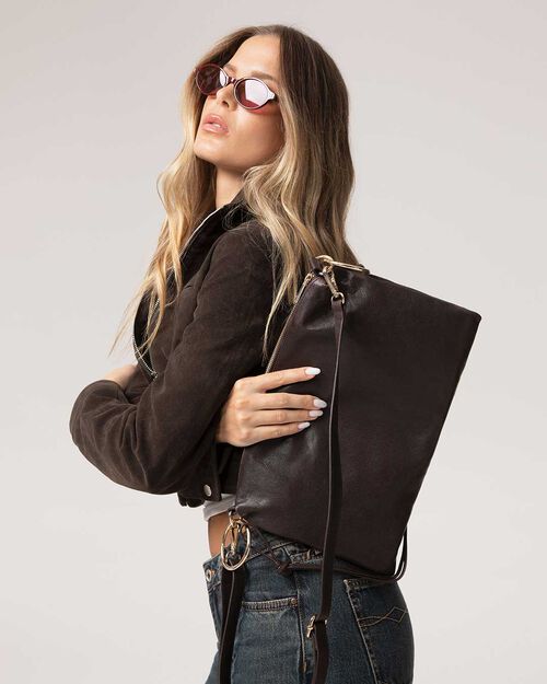 SACS SAC A MAIN PEAU MORO, DK BROWN