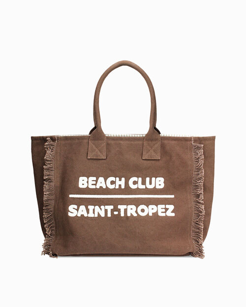 Borsa canvas testa di moro a spalla, DK BROWN