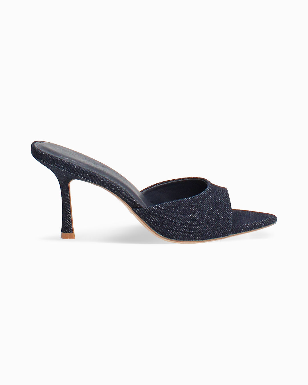 Mules open toe jeans tacco 8,5 cm