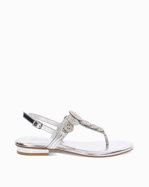 Sandali bassi argento con pietre scintillanti, SILVER