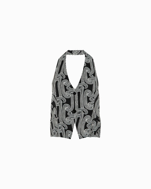 Chaleco negro-blanco de l&iacute;neas esenciales, MULTI COLOR