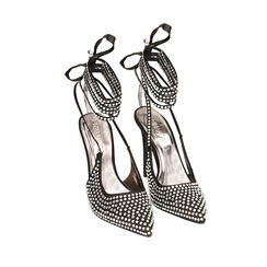 Décolleté lace-up nere in raso, tacco 11 cm , Primadonna, 204939401RSNERO036, 002a
