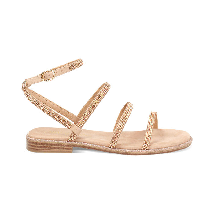 Sandali bassi donna nude in microfibra, Primadonna, 25P147508MFNUDE035
