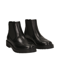 Chelsea boots neri in pelle di vitello, Stivaletti, 147723704VINERO036, 002a