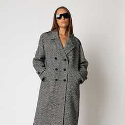 Cappotto nero e bianco spigato, Primadonna, 262006936TSNEBIM, 004 preview