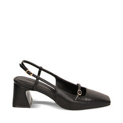 Décolleté slingback nere, tacco 5,8 cm, 232100402EPNERO035, 001a