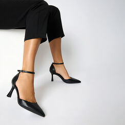 Sandalia abierta negra con tacón de 7,6 cm para mujer, Primadonna, 264902519EPNERO035, 002a