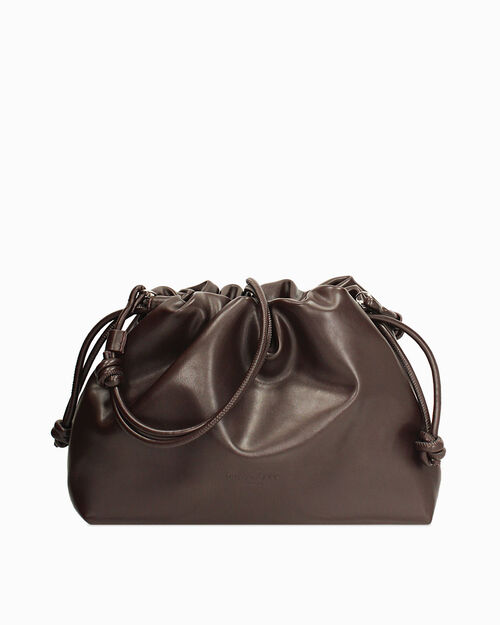 Borsa a spalla testa di moro con tracolla removibile, DK BROWN
