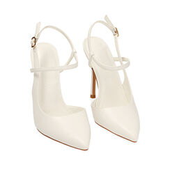Décolleté slingback bianche, tacco 10,5 cm, Primadonna, 212186142EPBIAN035, 002a