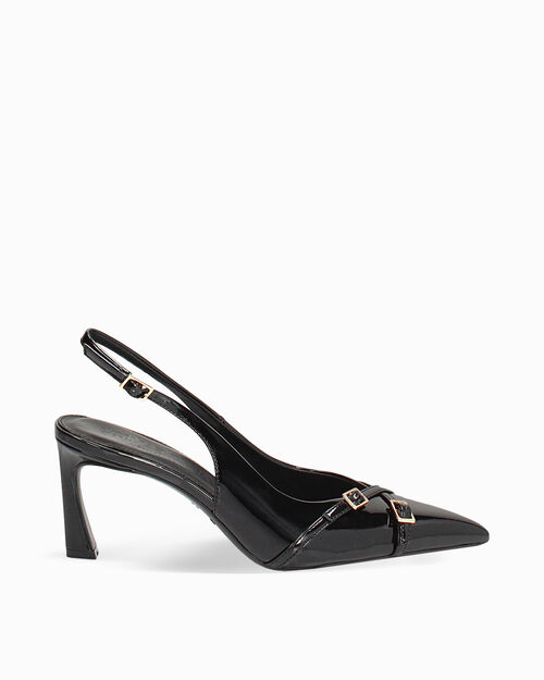 D&eacute;collet&eacute;s slingback noires talon 7,5 cm, BLACK
