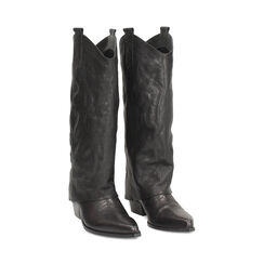 Bota negra de piel lavada con tacón de 4,5 cm, Primadonna, 26B840807PANERO035, 003 preview