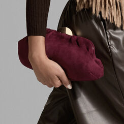 Clutch bordeaux in microfibra con chiusura color oro, Primadonna, 265126345MFBORDUNI, 003 preview