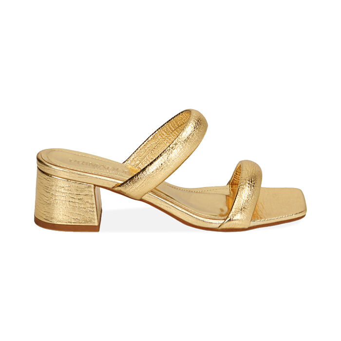 Sandali donna oro, tacco 5,5 cm | Primadonna Collection