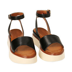 Sandali neri, zeppa 4,5 cm, Ultime occasioni, 214995762EPNERO035, 002a