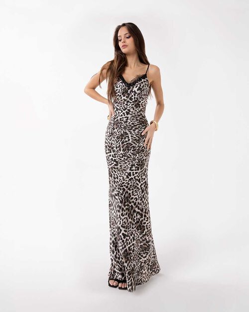 Vestito leopard con fascino selvaggio, LEOPARD