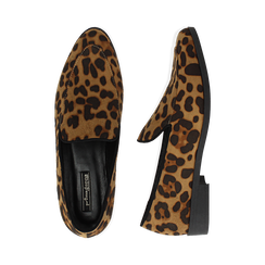 Mocassini a punta leopard in microfibra, Scarpe, 142773820MFLEOP036, 003 preview