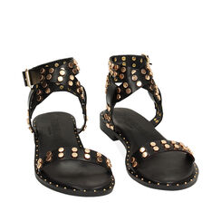 Sandali bassi neri con borchie, Primadonna, 234922831EPNERO037, 002a