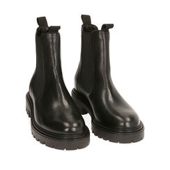 Botines Chelsea de piel negra, tacón de 3,5 cm, Primadonna, 207710840PENERO035, 002a