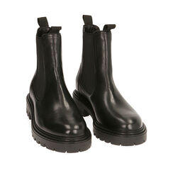 Botines Chelsea de piel negra, tacón de 3,5 cm, 207710840PENERO036, 002a