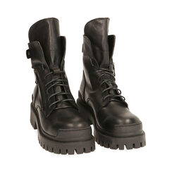 Anfibi neri in pelle, tacco 4,5 cm , Special Price, 185610101PENERO036, 002 preview