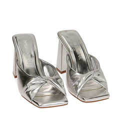 Mules argento, tacco 8,5 cm , Scarpe, 192142202LMARGE036, 002a