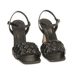 Sandalias negro acolchadas, tacón 9,5 cm, Primadonna, 192127507EPNERO036, 002a