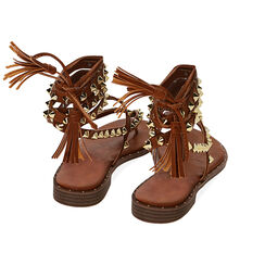 Sandali lace-up cognac con borchie, Primadonna, 214988301EPCOGN035, 003 preview