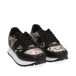 Sneakers bianco/nere stampa pitone, Primadonna, 162619079PTBINE035, 002a