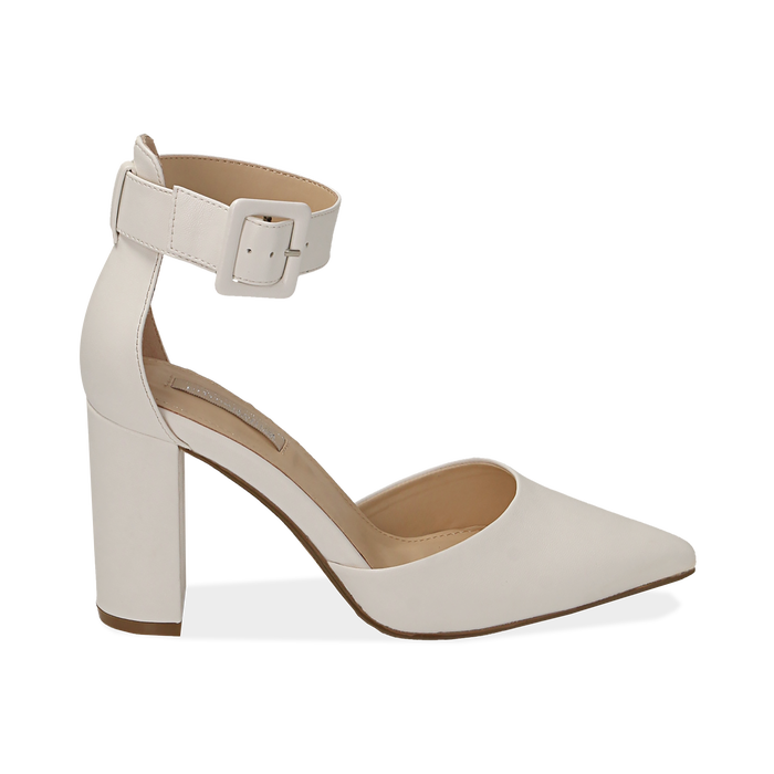 Decollete Bianche In Eco Pelle Tacco 9 Cm Primadonna Collection