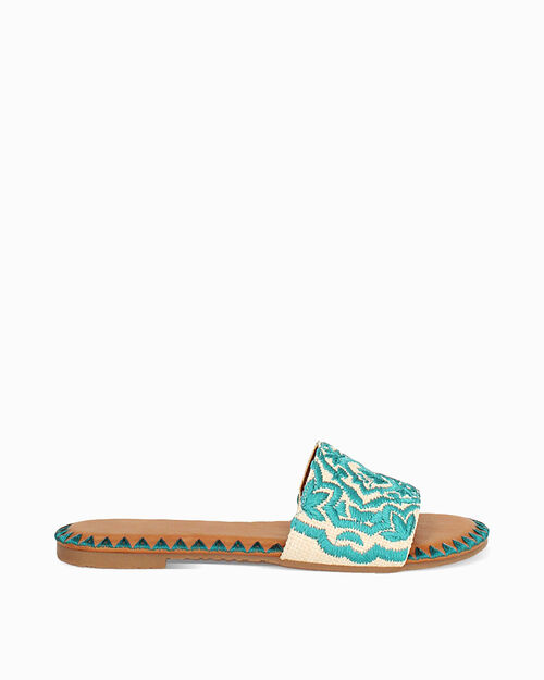 ZAPATOS FLAT RAFIA TURC, TURQUOISE