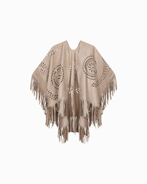 Poncho beige dal fascino avvolgente, BEIGE