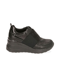 Slip-on nere, zeppa 6 cm , Primadonna, 202850939EPNERO036, 001a