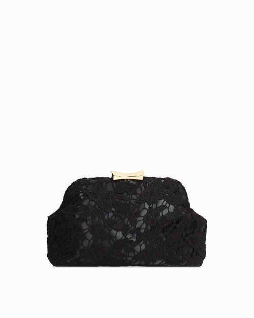 Pochette nera con tracolla removibile, BLACK