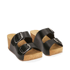 Sandalias negras, cuña 5,5 cm, REBAJAS, 19M912205EPNERO035, 002a