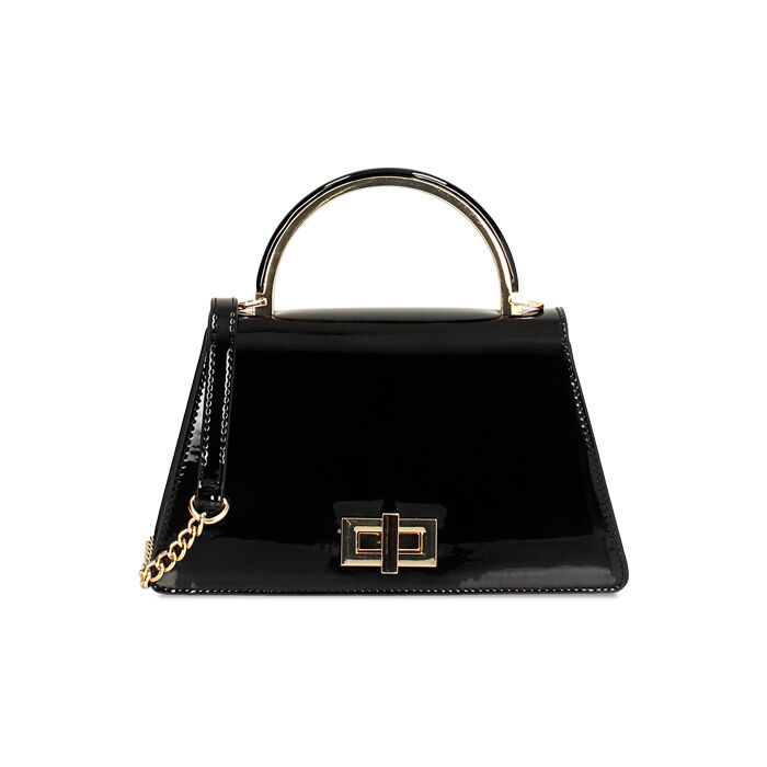 Mini bolsa de mujer negra en charol, Primadonna, 255126021VENEROUNI