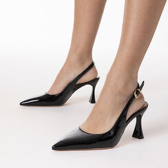 D&eacute;collet&eacute; slingback nere tacco 7,5 cm, Scarpe, 272141101VENERO036, 002a