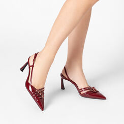 Décolleté slingback donna cherry eleganti in vernice, tacco 7,5 cm, Primadonna, 252110615VECHER035, 002a