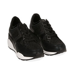 Sneakers noires, compensée 7 cm , Soldés, 162800947EPNERO037, 002 preview